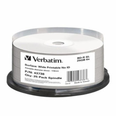 Verbatim 43738 25GB BD-R Inkjet Printable Recordable Disc - 25-Pack Spindle
