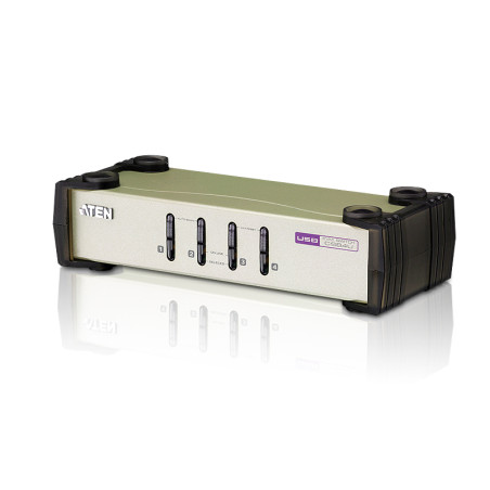 Aten 4 Port USB & PS/2 VGA KVM Switch - Video DynaSync - mouse and keyboard emulation - 4 VGA USB and PS/2 KVM Cables included