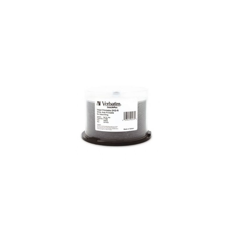 Verbatim DVD-R 4.7GB 50 Pack White Wide Inkjet 16x