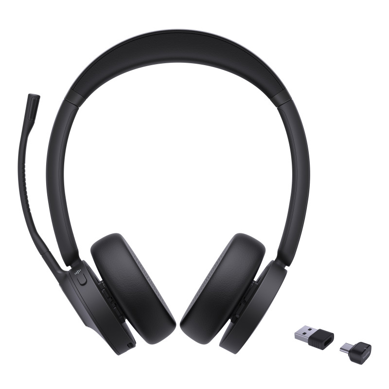 YEALINK WIRELESS (BH70) UC STEREO BLUETOOTH HEADSET BT51 DONGLE, BLACK, C TO A ADAPTER