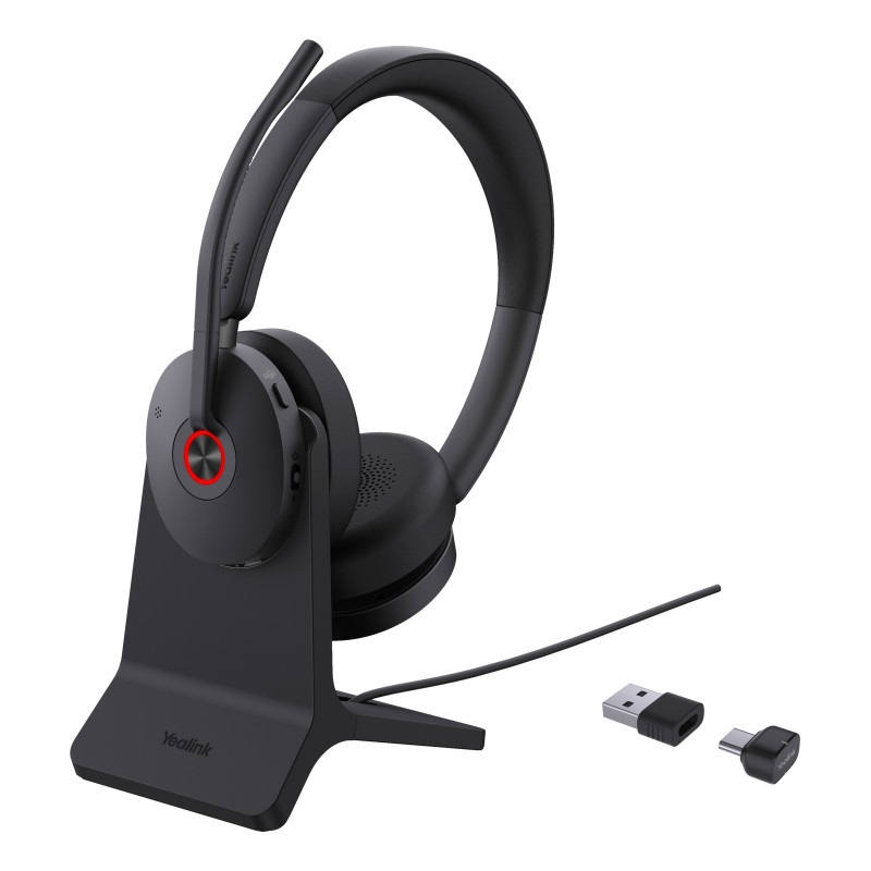 YEALINK WIRELESS (BH74) MS STEREO BT ANC HEADSET, CHARGESTAND, BT51, BLACK, C TO A ADAPTER