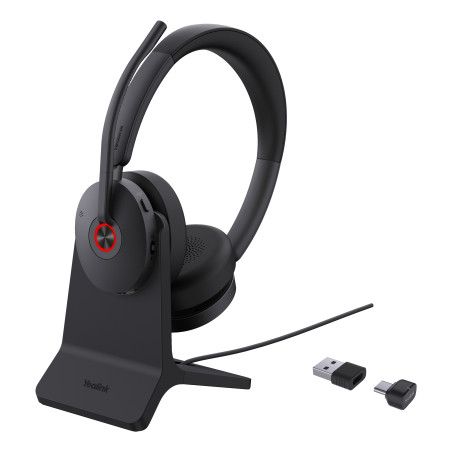 YEALINK WIRELESS (BH74) UC STEREO BT ANC HEADSET, CHARGESTAND, BT51, BLACK, C TO A ADAPTER