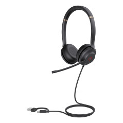 YEALINK WIRED (UH37) UC STEREO HEADSET,NOISE CANCELLING MIC,LEATHER, USB-C ,C TO A ADAPTOR