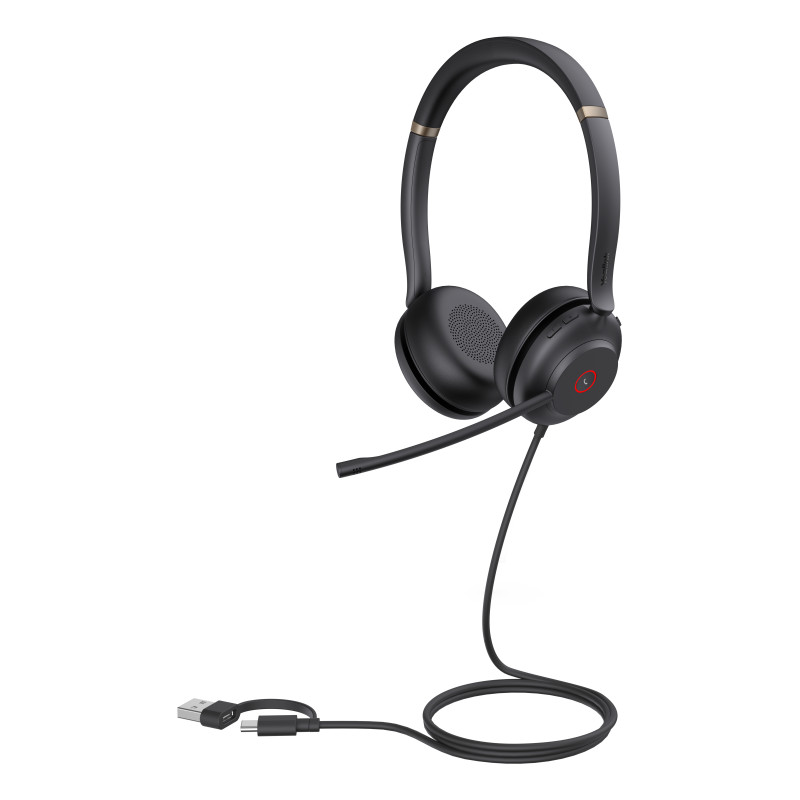 YEALINK WIRED (UH37) UC STEREO HEADSET,NOISE CANCELLING MIC,LEATHER, USB-C ,C TO A ADAPTOR