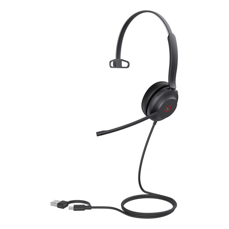 YEALINK WIRED (UH37) UC MONO HEADSET,NOISE CANCELLING MIC,LEATHER, USB-C, C TO A ADAPTOR