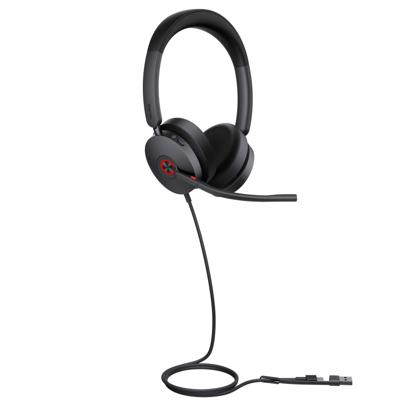 YEALINK WIRED (UH48) MS STEREOACTIVE NOISE CANCELLING HEADSET WITH C TO A ADAPTER