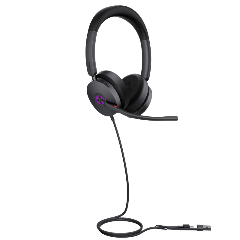 YEALINK WIRED (UH48) UC STEREOACTIVE NOISE CANCELLING HEADSET WITH C TO A ADAPTER