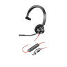 HP POLY BLACKWIRE 3310, UC, MONO USB-C CORDED HEADSET, INCLUDING USB-A ADAPTOR