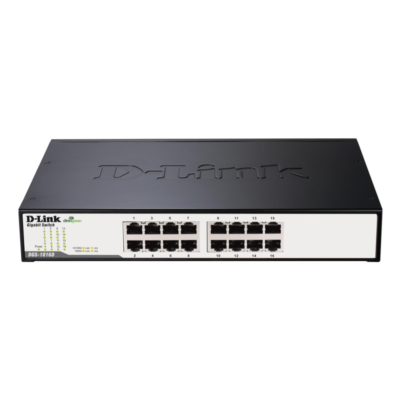 D-Link DGS-1016D 16-Port Gigabit Unmanaged Switch - Durable Metal Housing