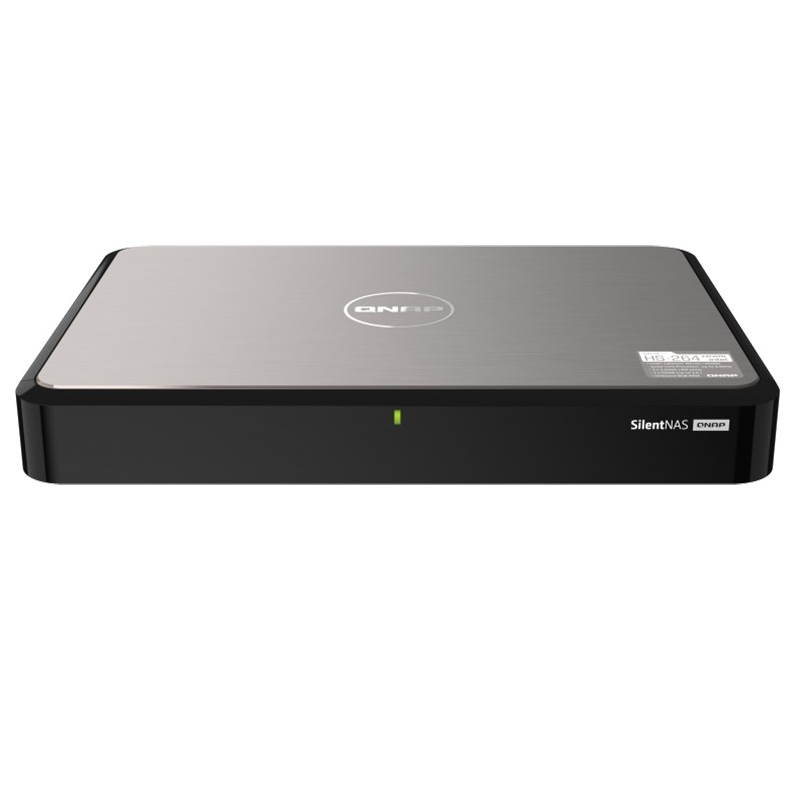 QNAP HS-264-8G, 2-bay fanless desktop NAS, Intel Celeron N5105 quad-core, burst up to 2.9 GHz, 8GB memory, 2 x 2.5"/3.5" SATA HD