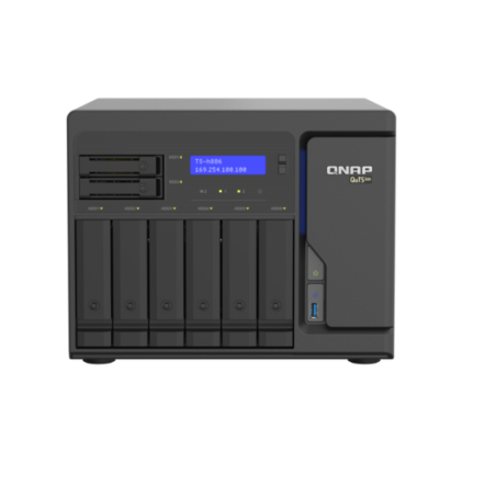 QNAP TS-h886-D1602-8G, 8-Bay QuTS hero NAS, built-in 2 M.2 NVMe Gen3 x4 port, SATA 6G, Xeon D-1602 2.5GHz, 8GB ECC RAM, 4 x 2.5G
