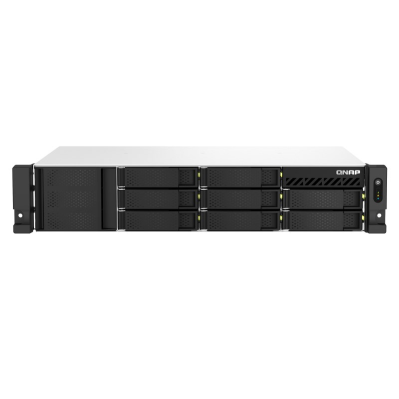 QNAP 8-BAY NAS 3.5"(0/8), AMD QC-2.2GHz, 4GB, 2.5GbE (2), M.2(2), PCIe, 2U RACK, 3YR WTY
