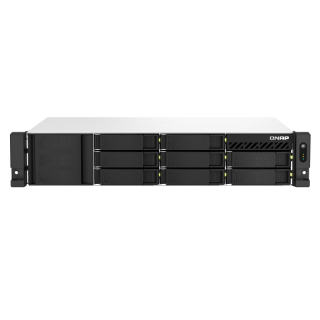 QNAP 8-BAY NAS 3.5"(0/8), AMD QC-2.2GHz, 4GB, 2.5GbE (2), M.2(2), PCIe, 2U RACK, 3YR WTY