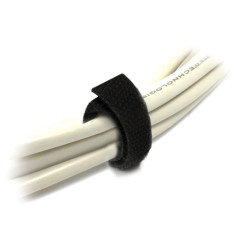 8Ware 25m x 12mm Velcro Wide Cable Tie Hook & Loop Continuous One Sided Self Adhesive Fastener Sticky Tape Roll Black