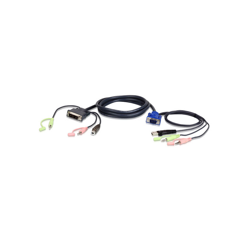 ATEN 3M USB VGA TO DVI-A KVM CABLE WITH AUDIO