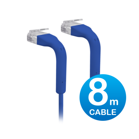 UniFi Patch Cable 8m Blue, Both End Bendable to 90 Degree, RJ45 Ethernet Cable, Cat6, Ultra-Thin 3mm Diameter U-Cable-Patch-8M-R
