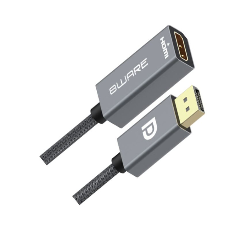 8ware DisplayPort DP to HDMI Adapter Converter Cable 15cm - Male to Female 1080P Gold-Plated for PC/Laptop to HDTVs Projectors D