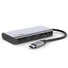 Belkin Connect USB-C 4-in-1 Multiport Adapter + USB-C Cable (13CM) - Space Grey(AVC006btSGY), 100W, 5 Gbps, 2xUSB-A, 1xUSB-C, 1x