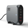 USP 188W GaN 5 Ports USB-C PD Laptop Wall Charger Black - 3x USB-C, 2x USB-A, Efficiently, High Quality, Tablet, Laptop, iPhone,