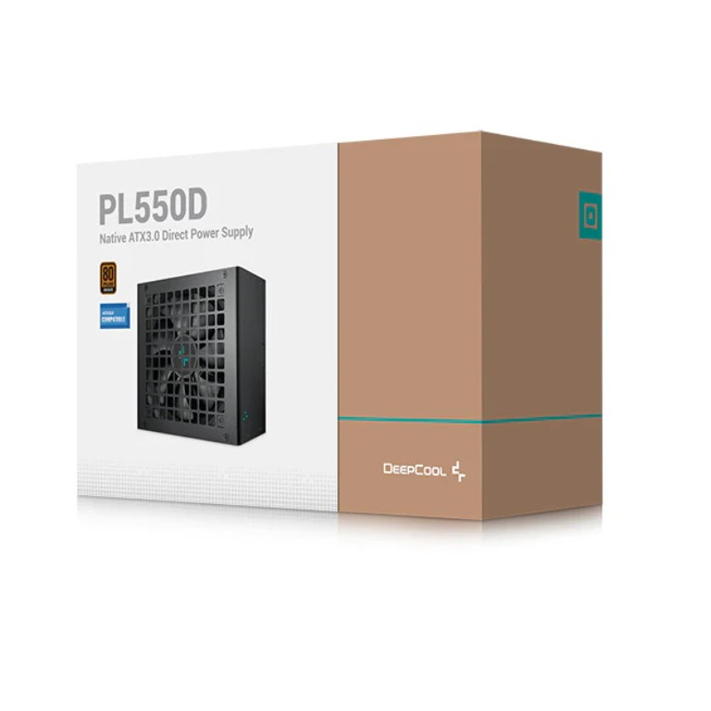DeepCool PL550D 550W 80+ Bronze Certified Non-Modular ATX Power Supply(Direct Cable), 120mm Fan, DC to DC, ATX3.1, 100,000 MTBF,