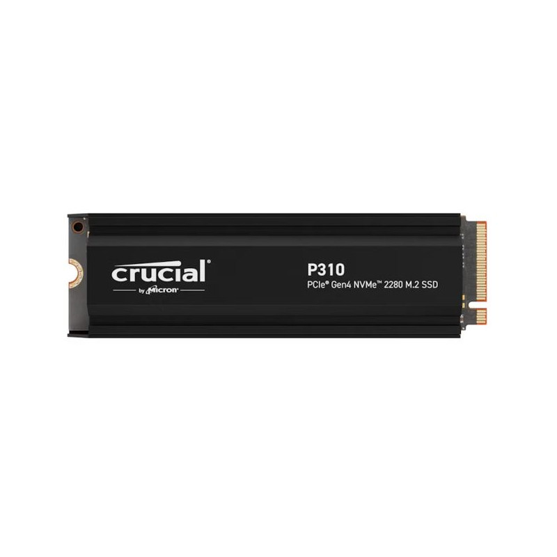 Crucial P310 2TB Gen4 2280 NVMe SSD w Heatsink 7100/6000 MB/s R/W 440TBW 1000K/1200K IOPS 1.5M hrs MTTF Full-Drive Encryption M.