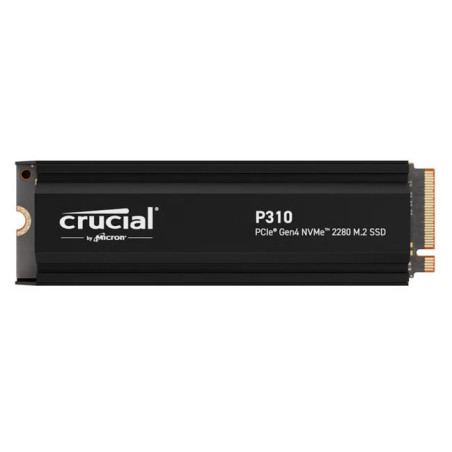 Crucial P310 2TB Gen4 2280 NVMe SSD w Heatsink 7100/6000 MB/s R/W 440TBW 1000K/1200K IOPS 1.5M hrs MTTF Full-Drive Encryption M.