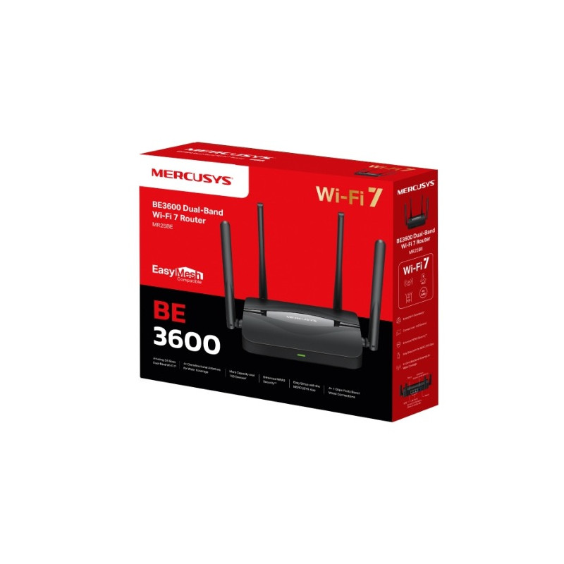 TP-LINK MERCUSYS BE3600 WI-FI 7 DUAL-BAND ROUTER, EASYMESH, WAN GbE(1), LAN GbE(3), 2YR