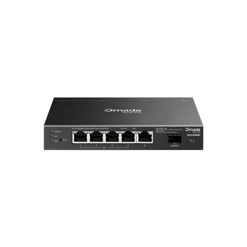 TP-LINK OMADA 6-PORT MANAGED GIGABIT SWITCH, POE+(4), SFP(1), 63W, 5YR