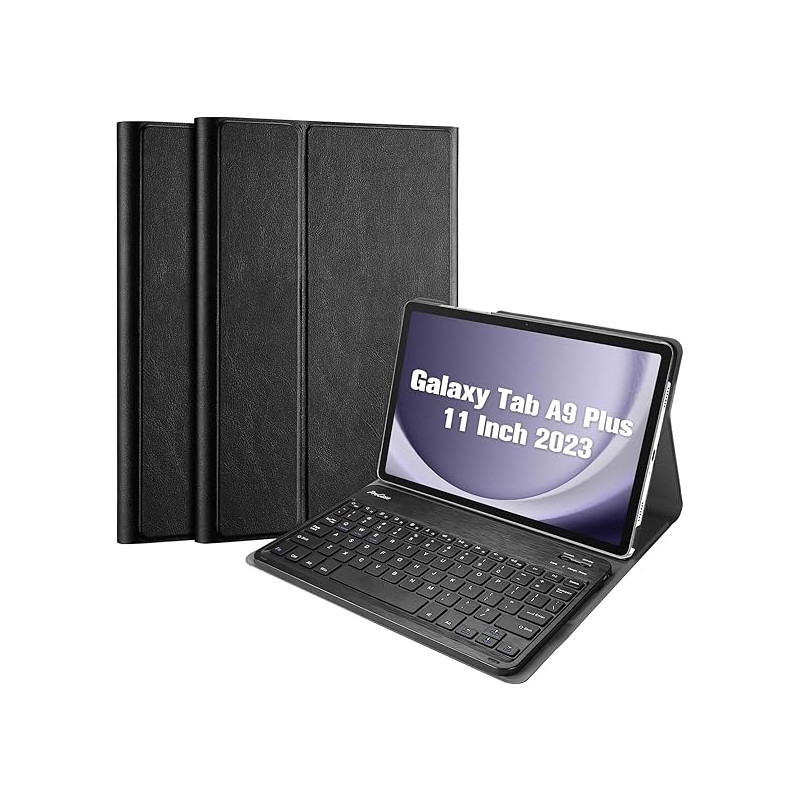 USP Samsung Galaxy Tab A9+ (11') Keyboard with Case Black - Ultra-Slim, Lightweight, Auto Wake/Sleep Function, PU Leather, 3 Yea