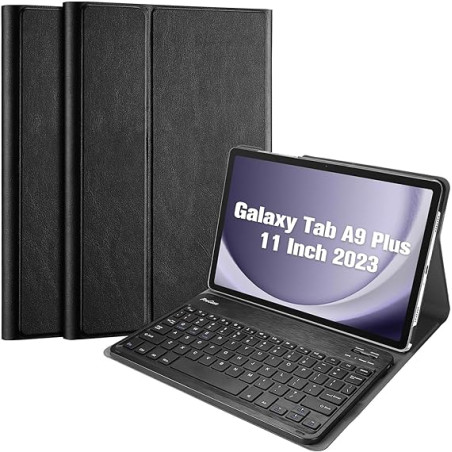USP Samsung Galaxy Tab A9+ (11') Keyboard with Case Black - Ultra-Slim, Lightweight, Auto Wake/Sleep Function, PU Leather, 3 Yea