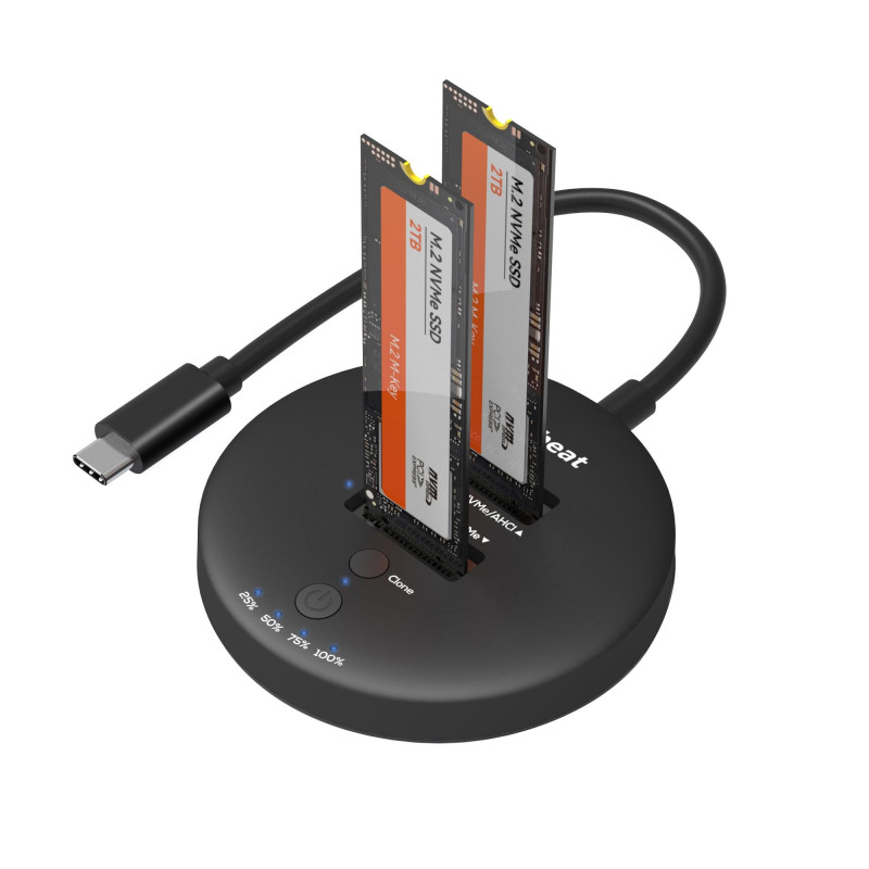 mbeatÂ® H3 USB 3.2 Gen2x2 20Gbps Dual M.2 NVMe SSD Dock with Clone Duplicator (Black) Clone Speed: Up to 15Gbps Product Weight (