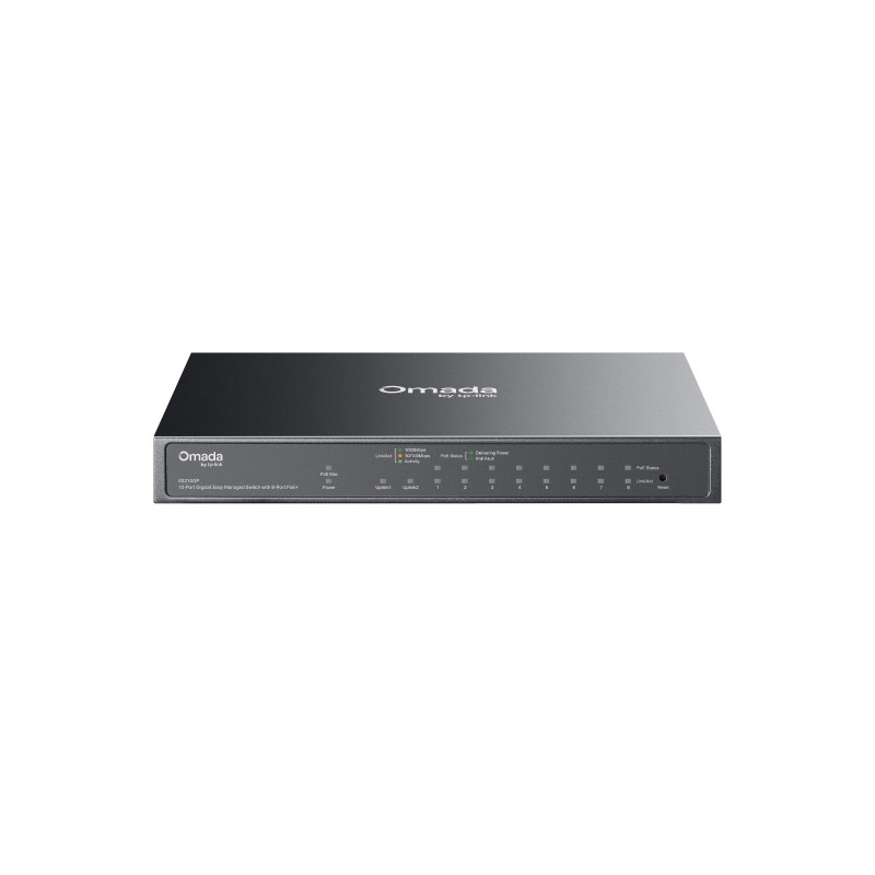 TP-LINK OMADA 10-PORT EASY MANAGED GIGABIT SWITCH, POE+(8), SFP(1), GbE(1), 63W, 5YR