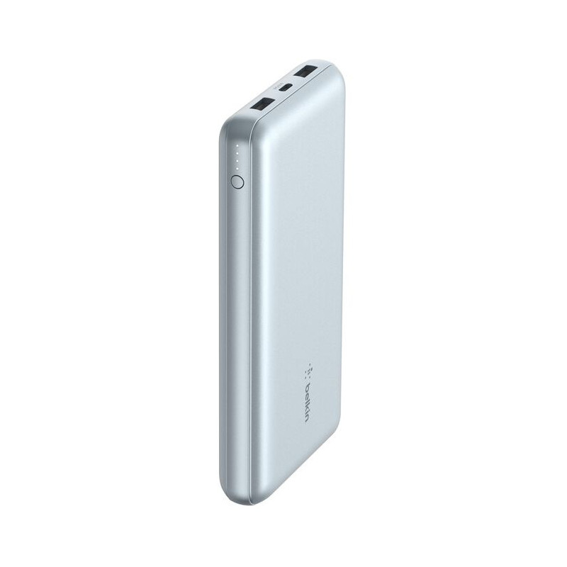 Belkin BoostCharge CCC-Certified 20k mAh Power Bank (Triple-Port) + USB-C to USB-A Cable - Pearl Blue (BPB012btPB), 2xUSB-A, 1xU