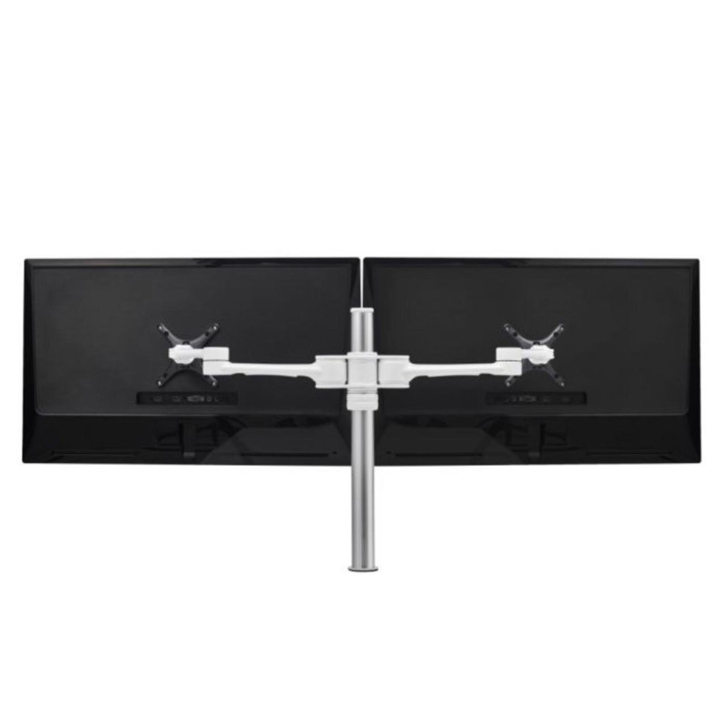 ATDEC DUAL MONITOR ARM, UP TO 2 x 27", 8KG EACH ARM, DESK CLAMP, 100MM VESA, SLVR/WHT,10YR