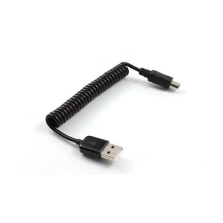 1M Coiled Mini USB 2.0 Cable