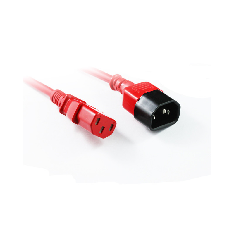 1M Red IEC C13 to C14 Power Cable