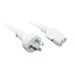 1M White IEC C13 Power Cable