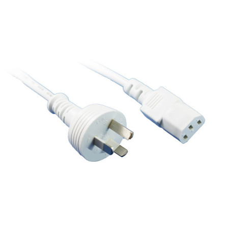 1M White IEC C13 Power Cable
