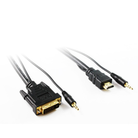 2M DVI-D to HDMI Cable with 3.5mm Audio