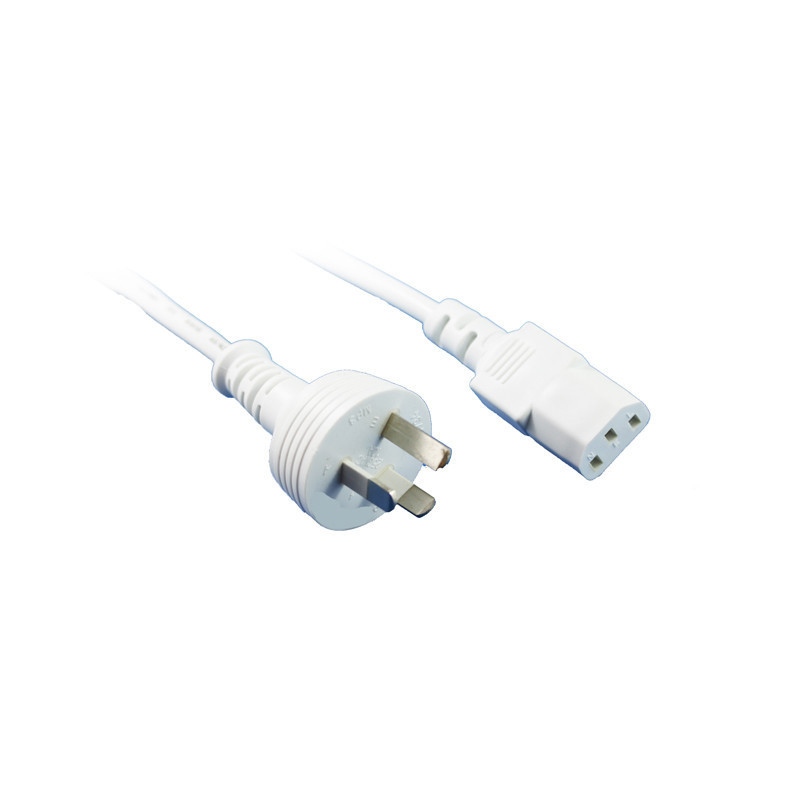2M White IEC C13 Power Cable