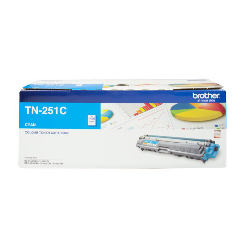 Brother TN-251C CYAN TONER CARTRIDGE TO SUIT HL-3150CDN/3170CDW/MFC-9140CDN/9330CDW/9335CDW/9340CDW /DCP-9015CDW(1,400 Pages)