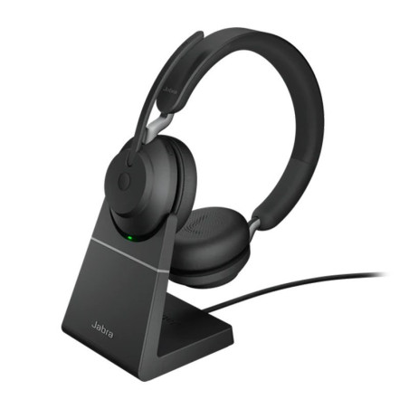 Jabra Evolve2 65 UC USB-A Stereo Bluetooth Headset w/ Charging Deskstand - Black