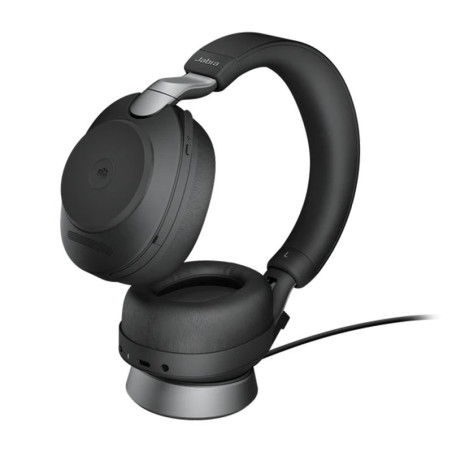 Jabra Evolve2 85 MS USB-A Stereo Bluetooth Headset w/ Charging Deskstand - Black