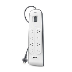 Belkin 8 Outlet Surge Protector with 2 USB Ports (2.4A) - 2M Cord (BSV804AU2M)