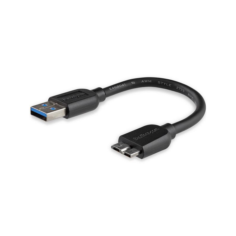 StarTech 6in Short Slim USB 3.0 Micro B Cable - A to Micro B