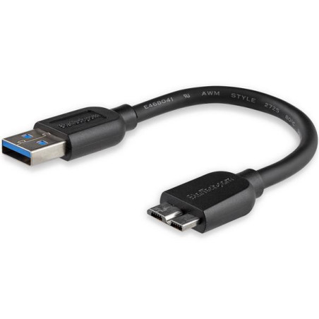 StarTech 6in Short Slim USB 3.0 Micro B Cable - A to Micro B