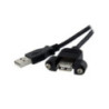 1 ft Panel Mount USB Cable A to A - F/M