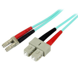 1M 10 GB AQUA FIBER PATCH CABLE LC/SC
