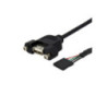 3ft Panel Mount USB A / USB Header Cable