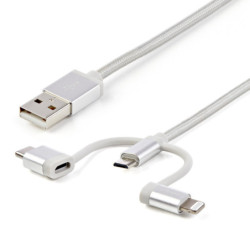 StarTech 1m USB Multi-Charging Cable - Lightning USB-C Micro-USB